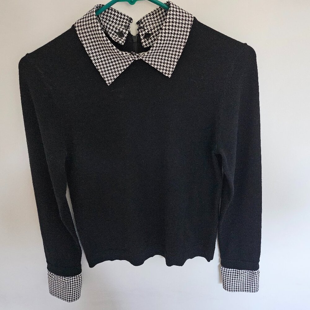 Alice and Olivia Porla Houndstooth Double Layer Sweater